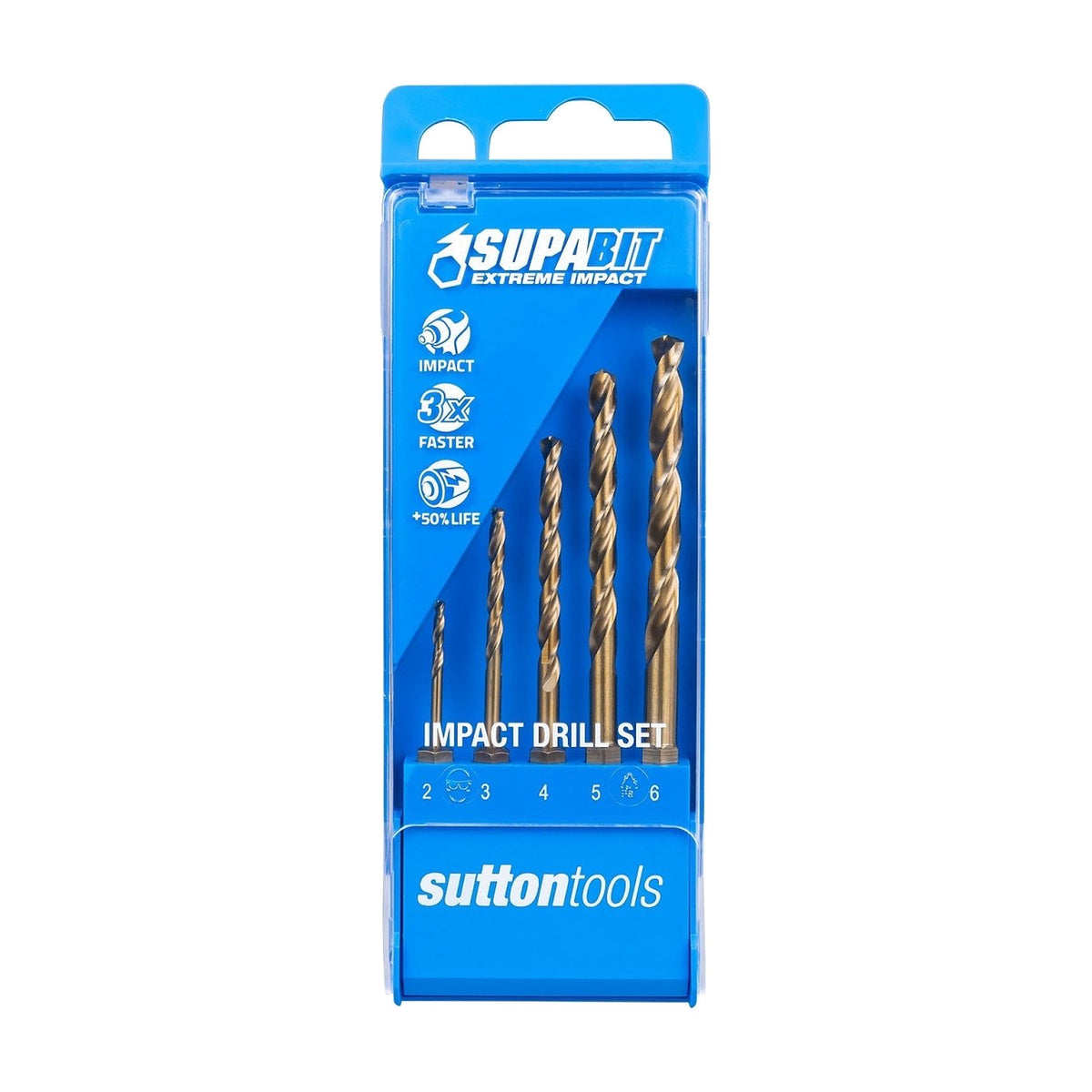 Sutton D2130005 Supabit Impact Metric Drill Set 2mm - 6mm HSS, 5Pieces