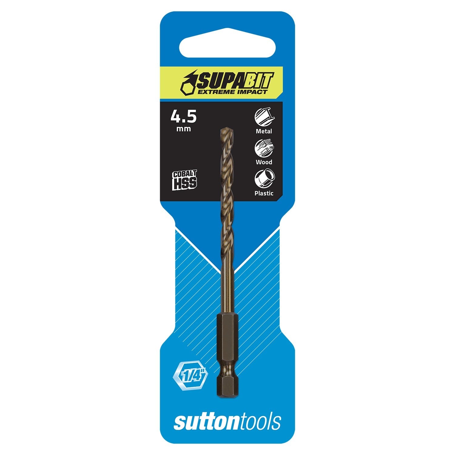 Sutton D2130450 4.5mm Supabit Impact Drill Bit - Jobber Drill Bit - HSS