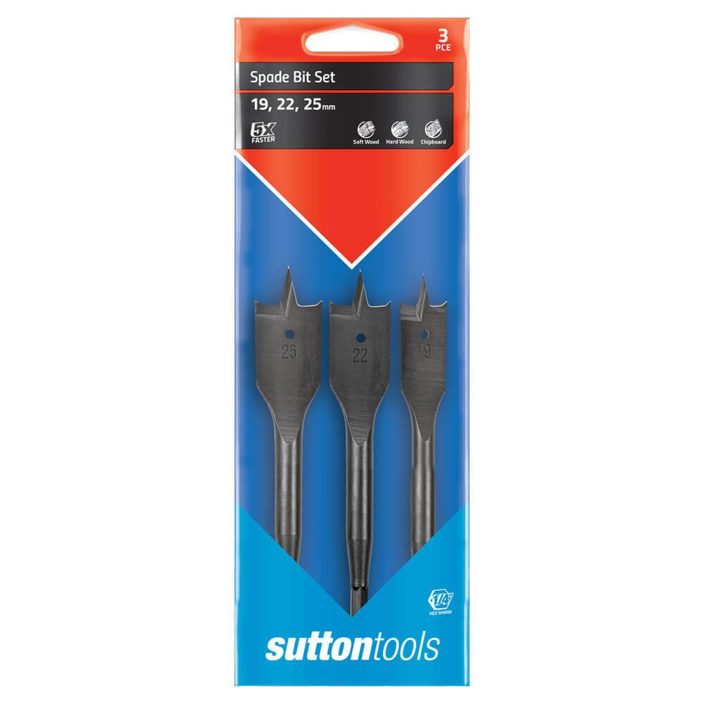 Sutton D501SS3 Spade Bit Set 3 piece - Carbon Steel - AIMS Industrial Supplies