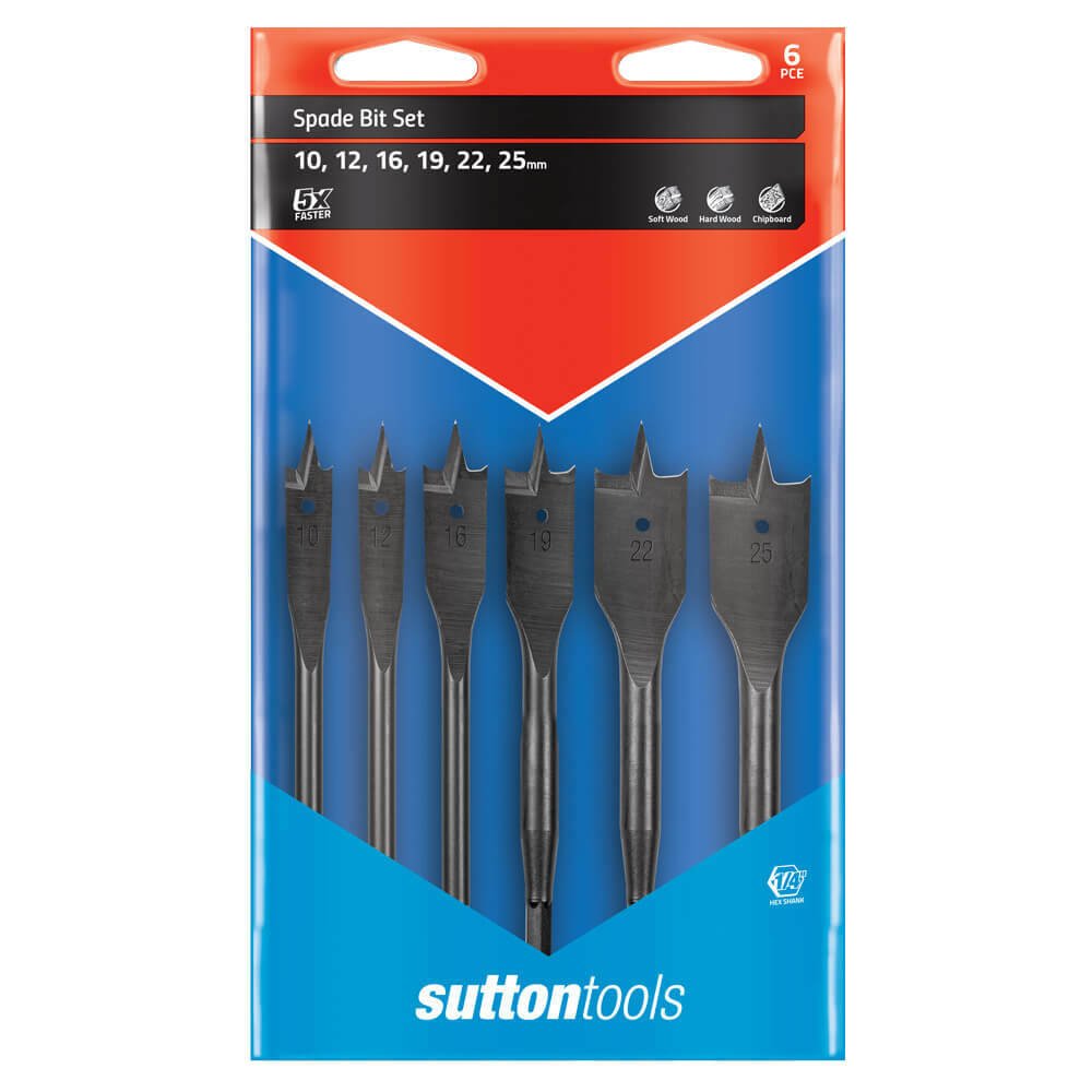 Sutton D501SS6W Spade Bit Set 6 piece - Vinyl Case - Carbon Steel - AIMS Industrial Supplies