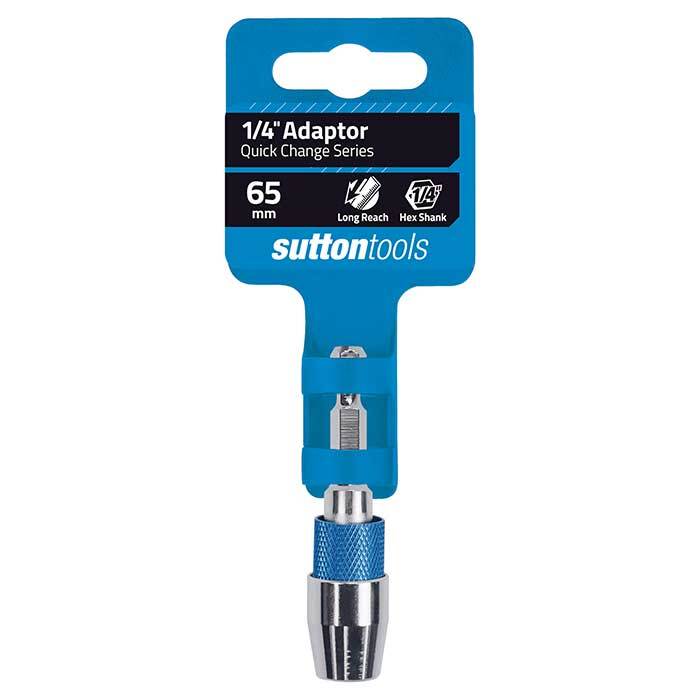 Sutton D5160065 65mm Quick Change Adaptor 1/4" Shank, Long Carbon Steel