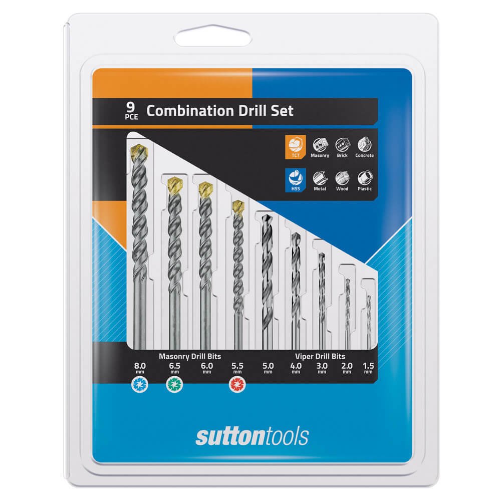 Sutton D6000009 Combination Masonry & Viper Drill Bit Set 9 piece - TCT - AIMS Industrial Supplies