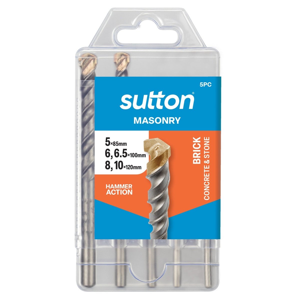 Sutton D6500005 Masonry Drill Bit Standard Fix (5,6, 6.5, 8 & 10mm), 5 Pieces - AIMS Industrial Supplies