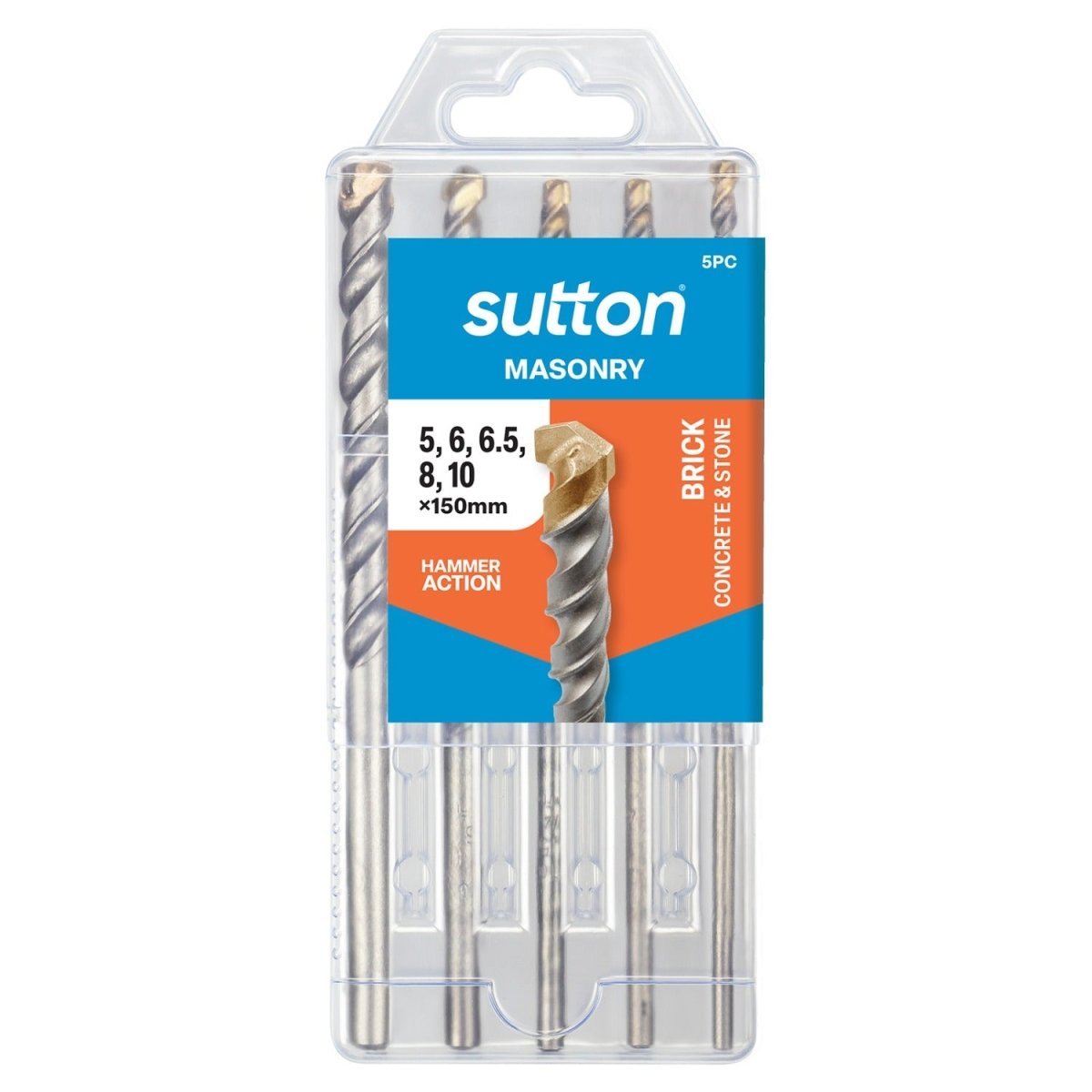 Sutton D6510005 Masonry Drill Bit Single Brick(5,6, 6.5, 8 & 10mm), 5 Pieces - AIMS Industrial Supplies