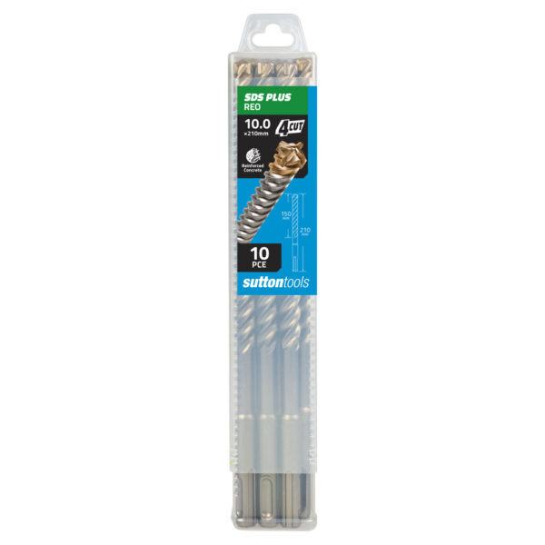 Sutton D6831200 12mm SDS Plus Masonry Drill Bit 4 Cut 210mm TCT Pack of 10