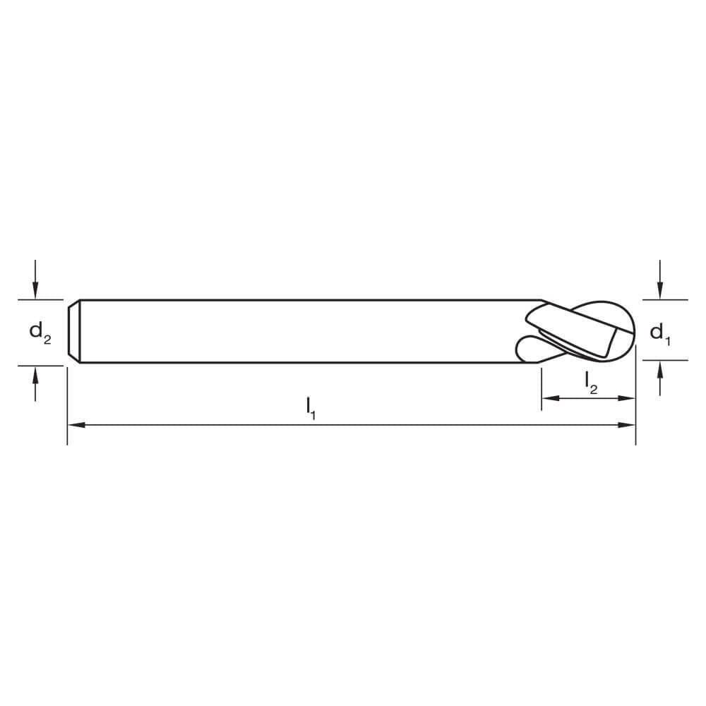 Sutton E113 Metric Ball Nose Slot Drill 2 Flute - 8% Cobalt Steel Long3