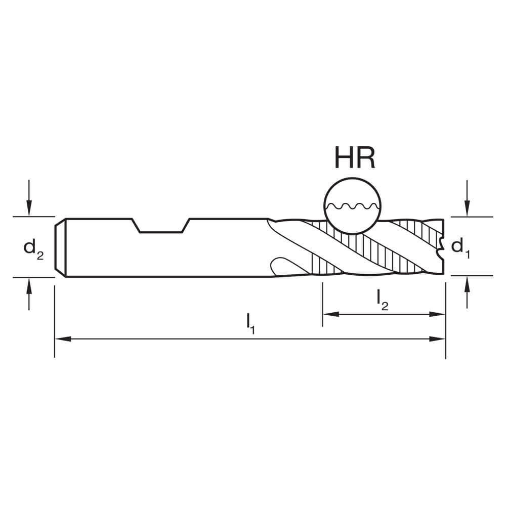 Sutton E1711600 16mm 4 Flute Roughing End mill - 8% Cobalt TiCN - Regular3