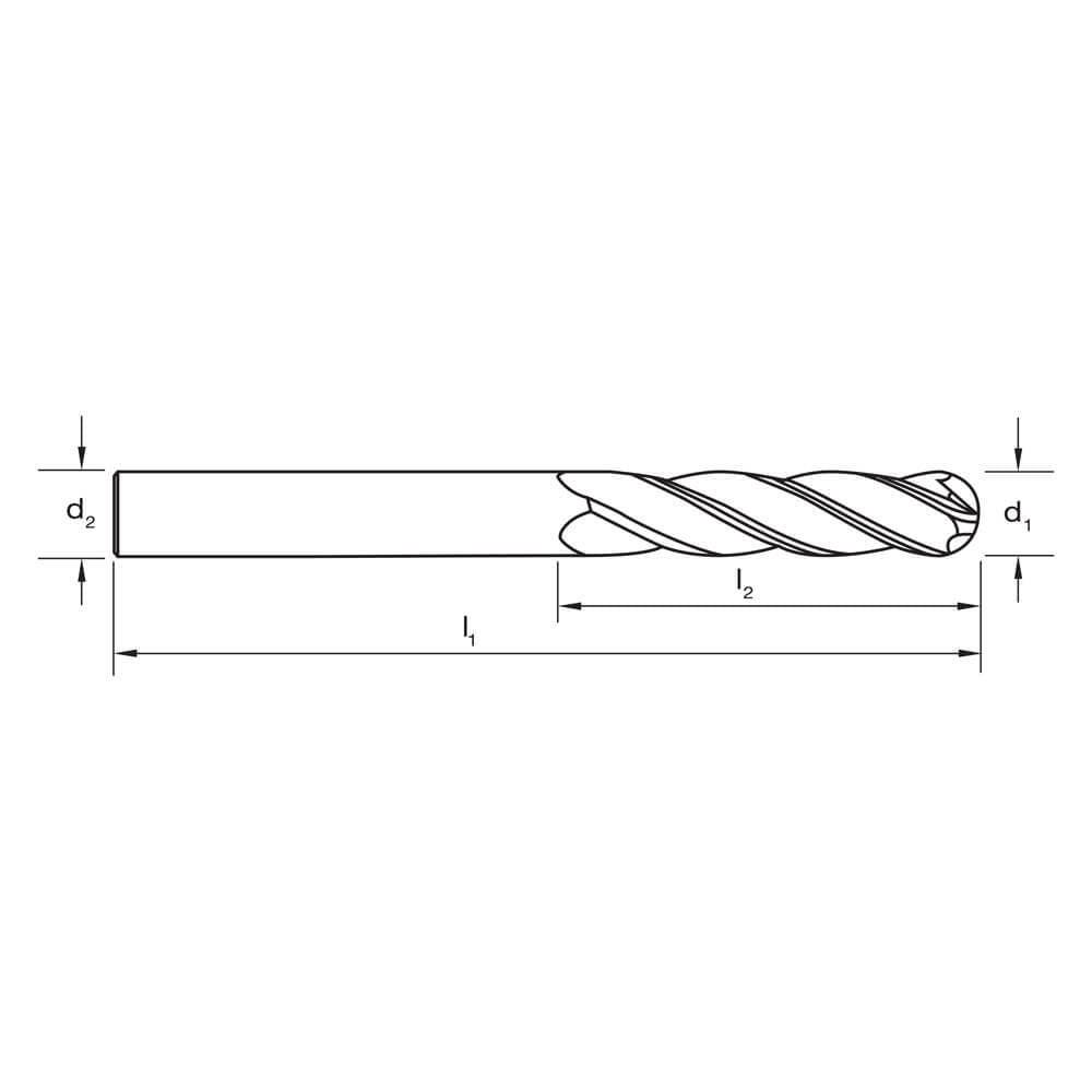 Sutton E320 Metric 4 Flute Ball Nose Endmill Cabide VHMExtra Long - AIMS Industrial Supplies