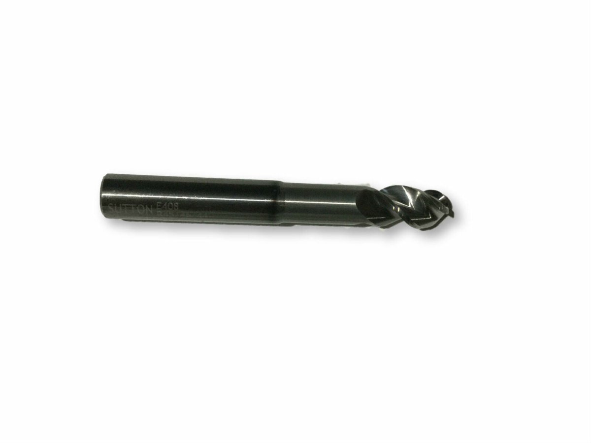 Sutton E408 3 Flute Ball Nose Endmill - Carbide VHM CrN - Long - AIMS Industrial Supplies