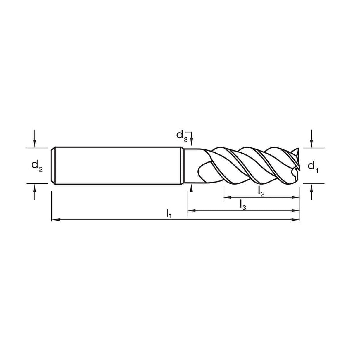 Sutton E410 Metric 3 Flute Endmill - Carbide VHM Ultra Helica Regular