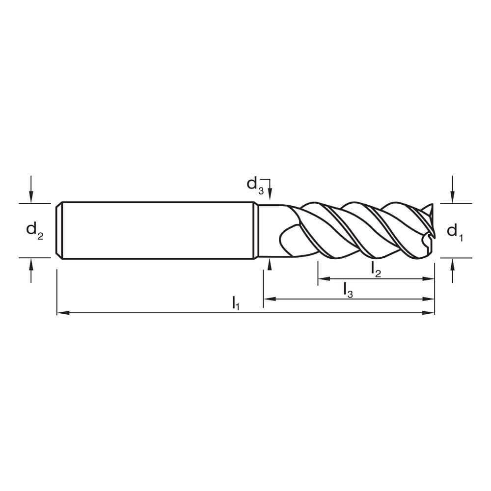 Sutton E410 Metric 3 Flute Endmill - Carbide VHM Ultra Helica Regular3