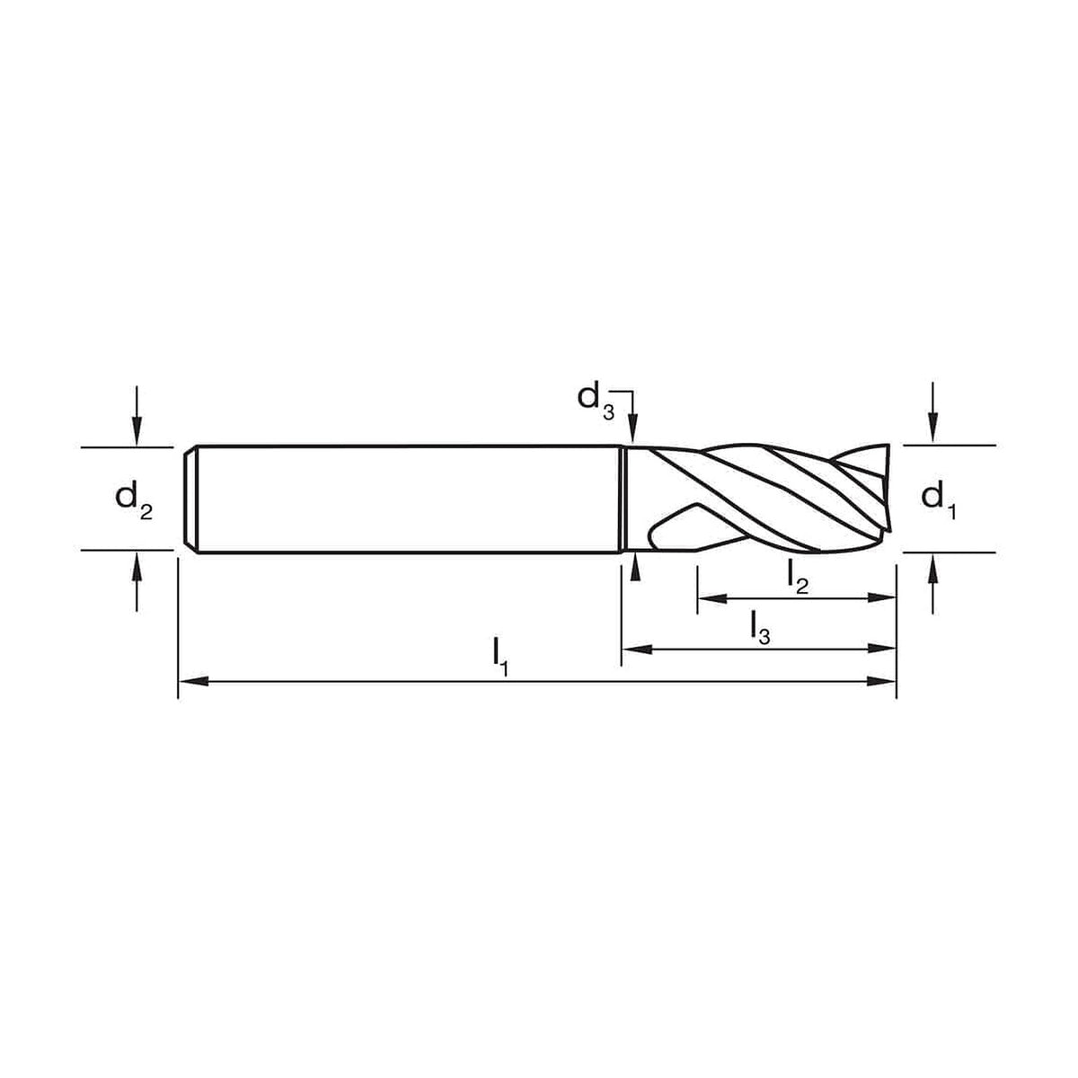 Sutton E422 Metric 3 Flute Endmill - Carbide VHM Ultra AlCrN - Short