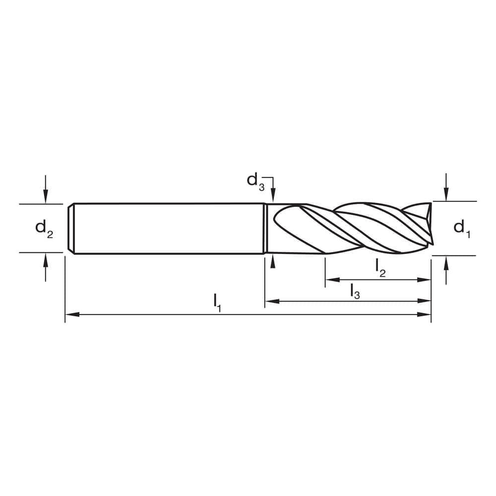 Sutton E424 Metric 3 Flute Endmill - Carbide VHM Ultra AlCrN Regular - AIMS Industrial Supplies