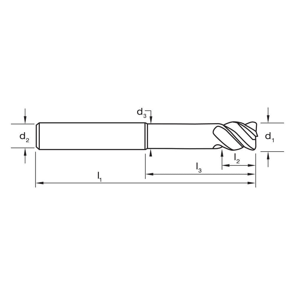 Sutton E430 Metric 4 Flute Corner Radius Endmill VHM AlCrN Long - AIMS Industrial Supplies