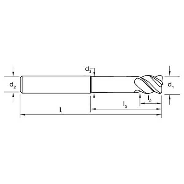 Sutton E431 4 Flute Corner Radius Endmill VHM AlCrN Long HB - AIMS Industrial Supplies