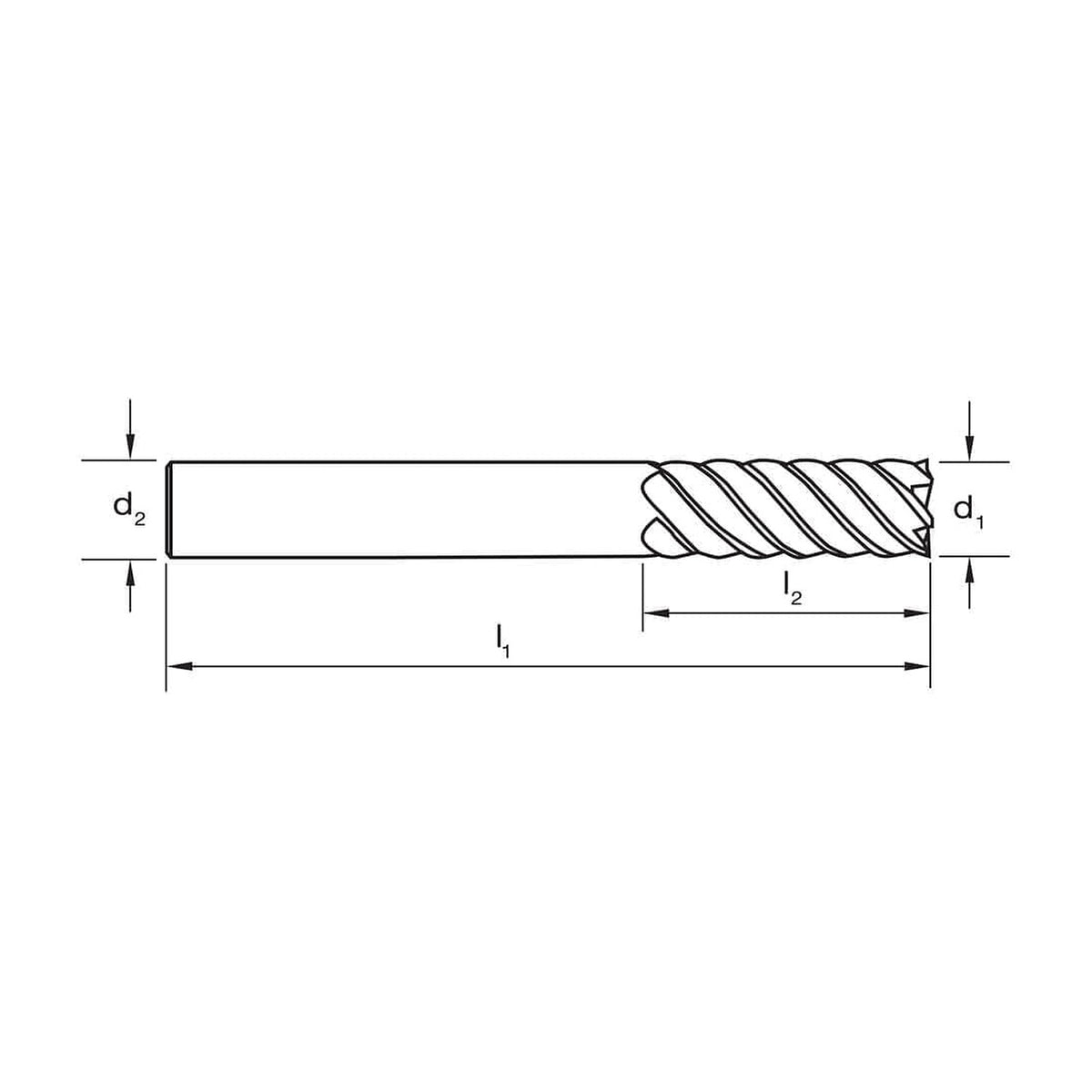 Sutton E432 Metric 6-8 Flute Endmill - Carbide VHM Ultra AlCrN - Long