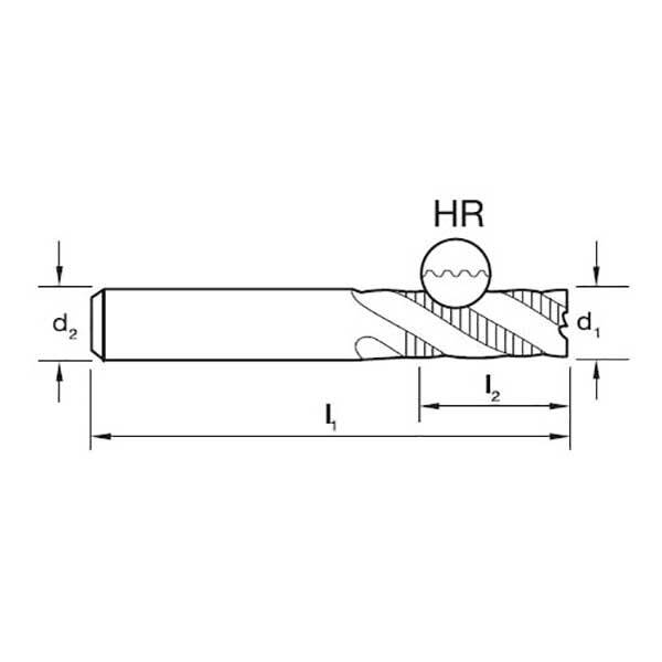 Sutton E451 3 Flute Roughing Endmill Carbide TiAlN HB2