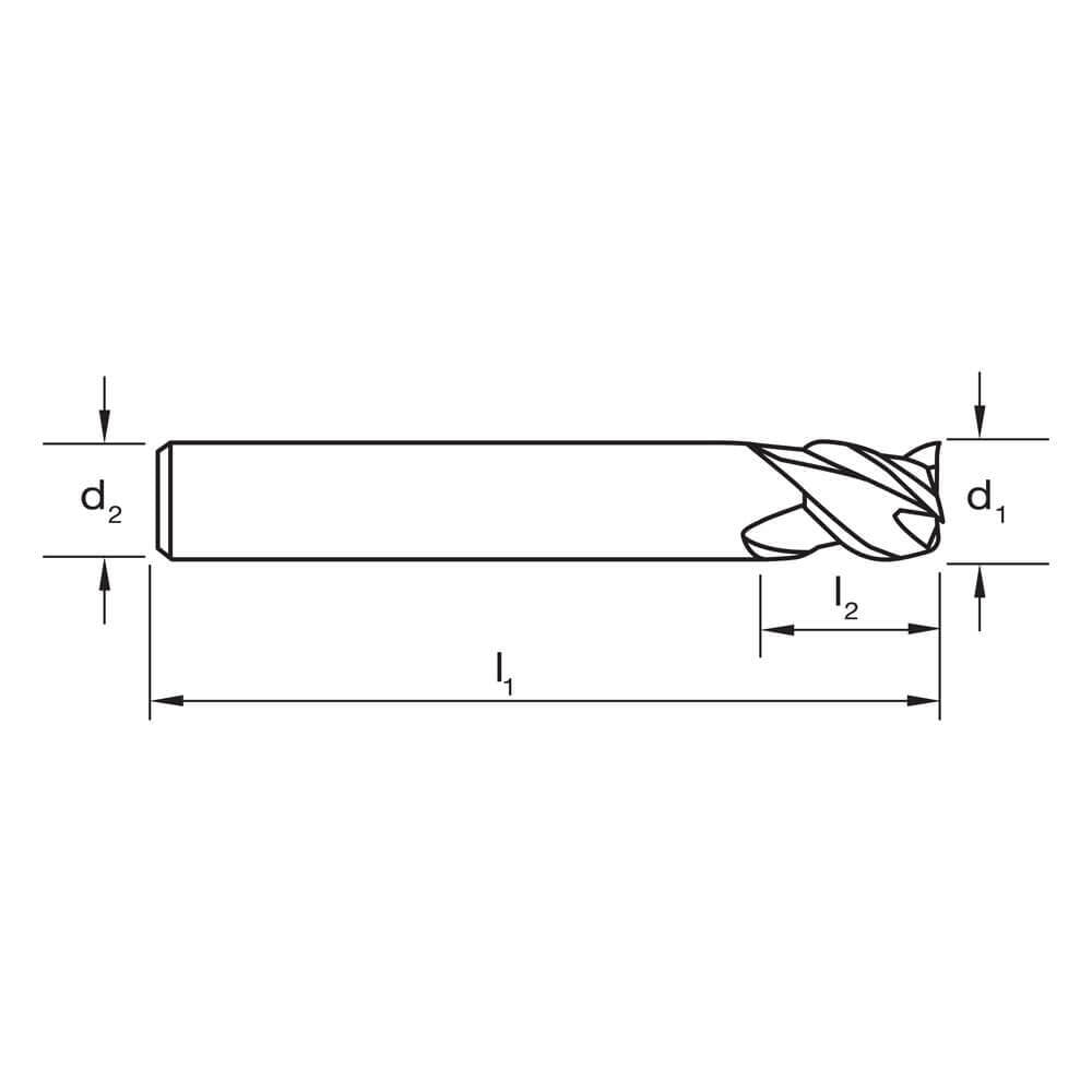 Sutton E5190400 4 x 6mm 3 Flute Endmill - Solid Carbide VHM AlCrN - Short - AIMS Industrial Supplies