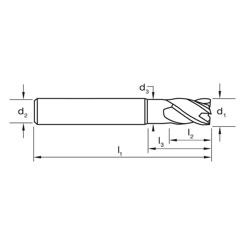 Sutton E533 Metric 4 Flute Endmill - Carbide VHM Ultra AlCrN - Short3