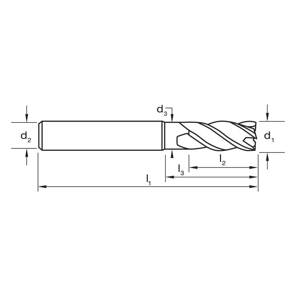 Sutton E535 Metric 4 Flute Endmill - Carbide VHM Ultra AlCrN - Long3