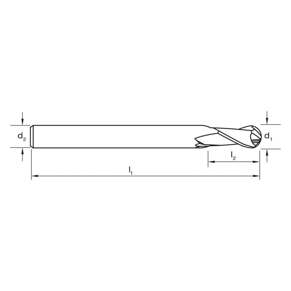 Sutton E555 Metric 2 Flute Ball Nose Slot Drill - VHM Ultra AlCrN Long - AIMS Industrial Supplies
