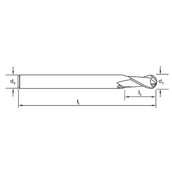 Sutton E556 2 Flute Ball Nose Slot Drill Endmill Carbide2