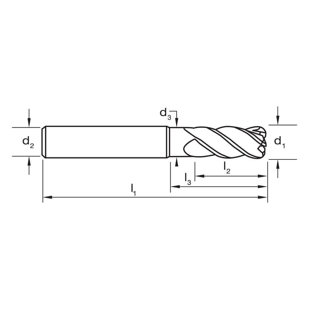 Sutton E559 Metric 4 Flute Corner radius Endmill VHM Ultra AlCrN - AIMS Industrial Supplies