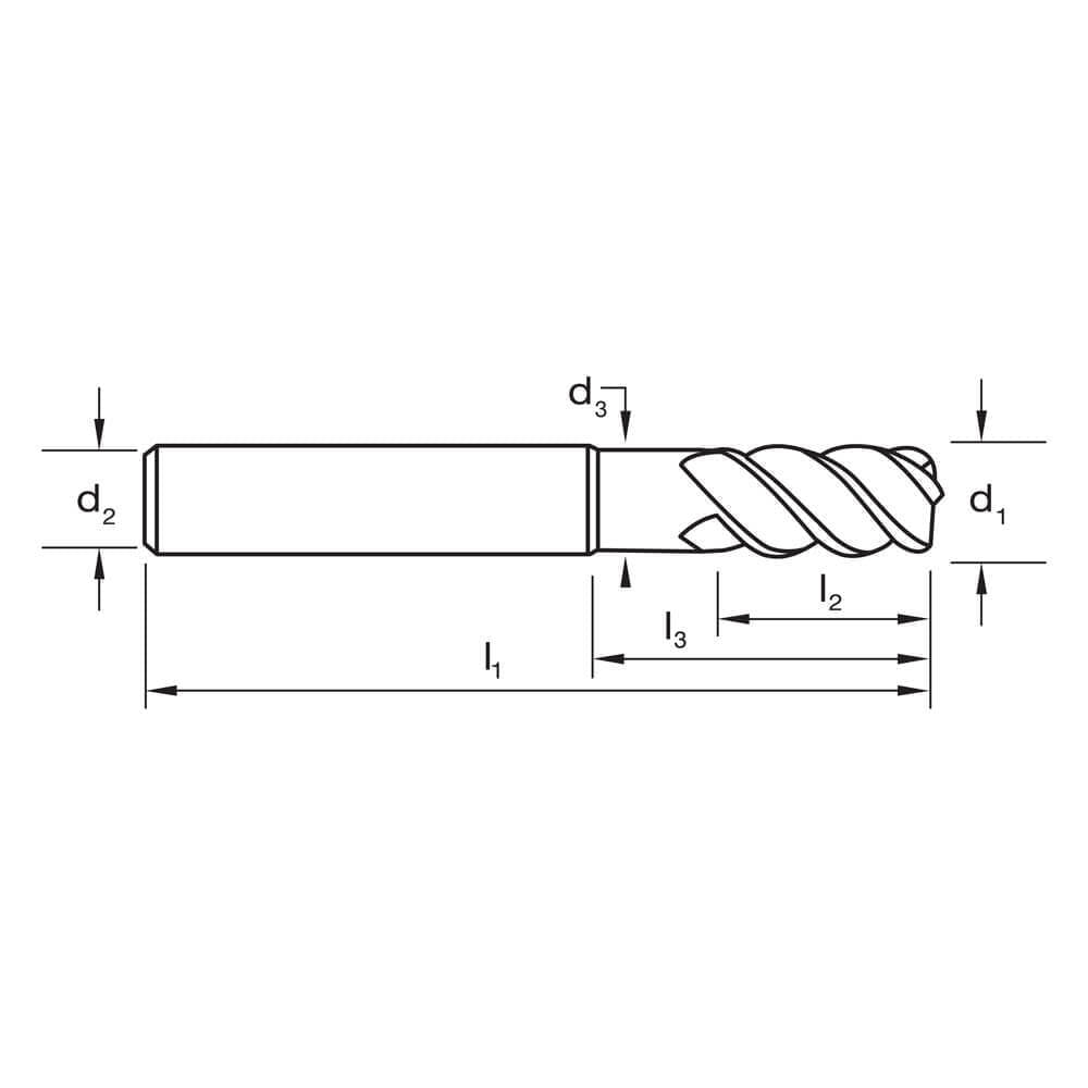 Sutton E568 Metric 4 Flute Corner Radius Endmill - VHM Ultra AlCrN - AIMS Industrial Supplies