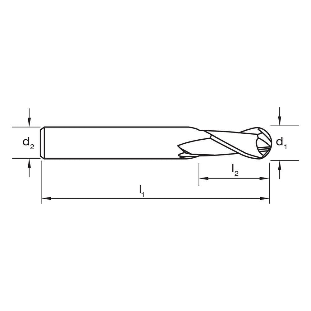 Sutton E605 Metric 2 Flute Ball Nose Slot Drill Carbide TiAlN Regular - AIMS Industrial Supplies