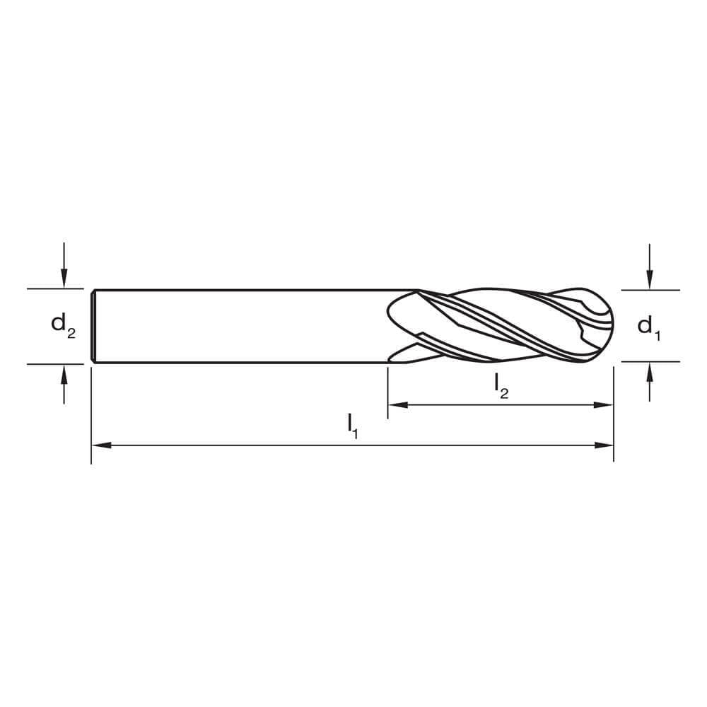 Sutton E607 Metric 4 Flute Ball Nose Endmill - Carbide TiAlN Regular - AIMS Industrial Supplies