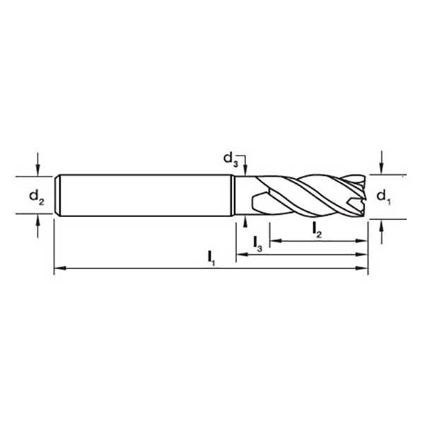 Sutton E636 4 Flute Endmill Carbide TiAlN Regular Tecline HB2
