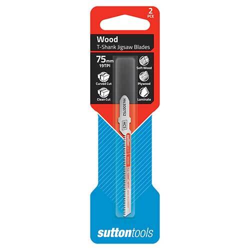 Sutton H4300752 Jigsaw Blade Wood Curved Clean Cut 75mm 19 TPI 2 Pack - AIMS Industrial Supplies