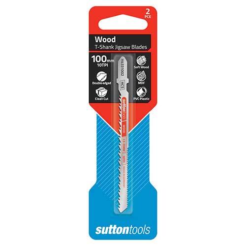 Sutton H4331002 Jigsaw Blade Wood Double Edged 100mm 10 TPI 2 Pack - AIMS Industrial Supplies