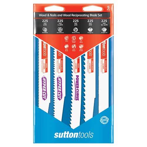 Sutton H5900005 225mm Reciprocating Blade Wood Set 5 Pieces1