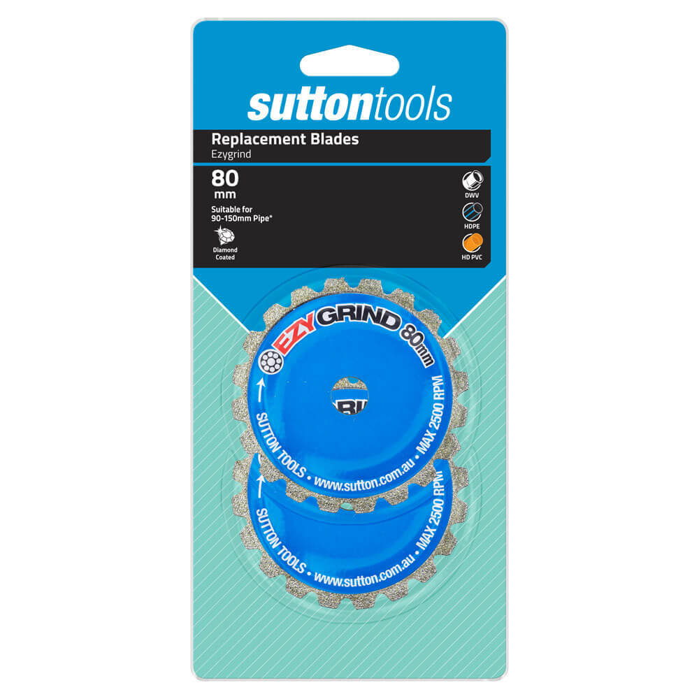 Sutton H6010800 80mm EzyGrind Inside Pipe Cutter Replacement Blade PVC 2pc