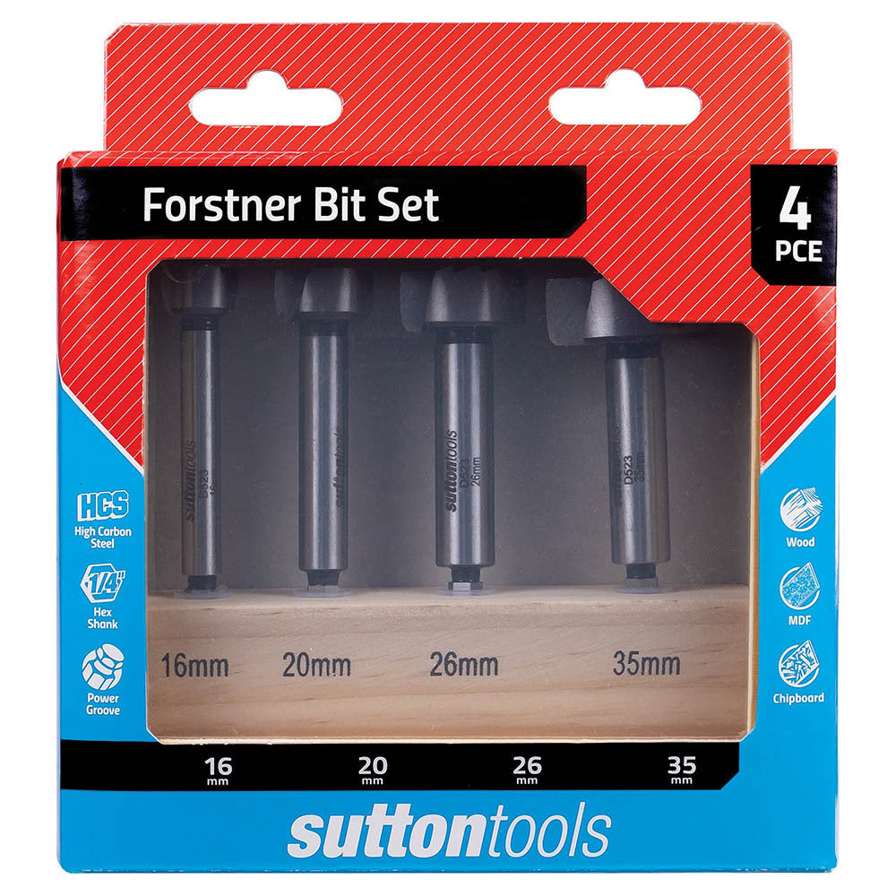 Sutton HCS Forstner Drill Bit Set (16mm, 20mm, 26mm, 35mm) - 4 Pieces1