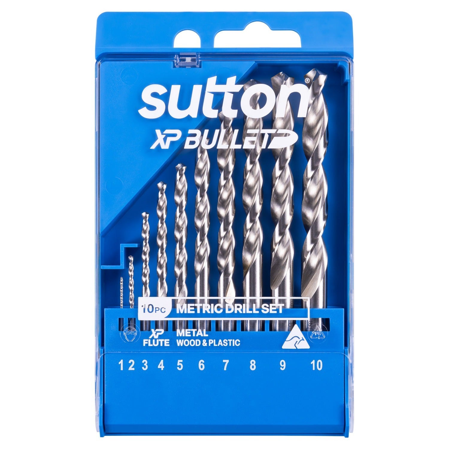 Sutton HSS Bright XP Bullet Jobber D220 Drill Bit Set 1 - 10mm, 10 Pcs