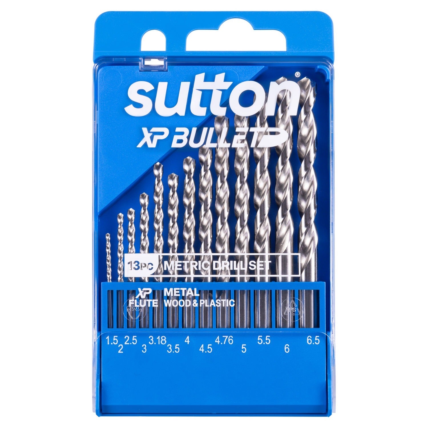 Sutton HSS Bright XP Bullet Jobber D220 Drill Bit Set 1.5 - 6.5mm, 13 Pcs