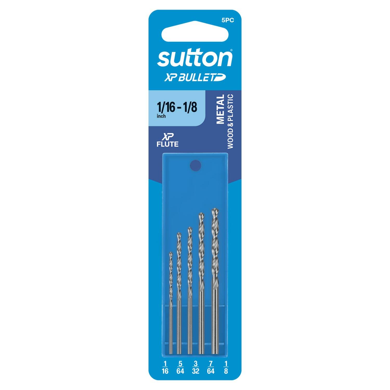 Sutton HSS XP Bullet Jobber D220 Drill Bit Refill Set 1/6 - 1/8", 5 Pcs