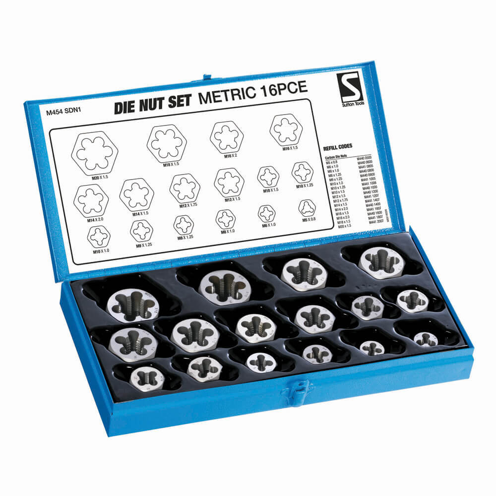 Sutton M454SDN1 16 Piece Metric Die Nut Set - Carbon Steel1