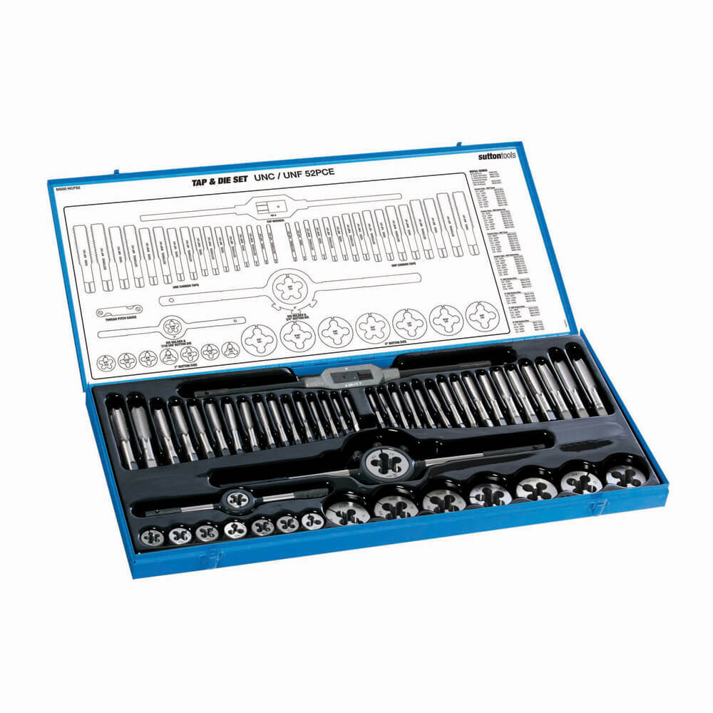 Sutton M500WM52 52 piece BSW / Metric Tap and Die Set - Carbon Steel - AIMS Industrial Supplies
