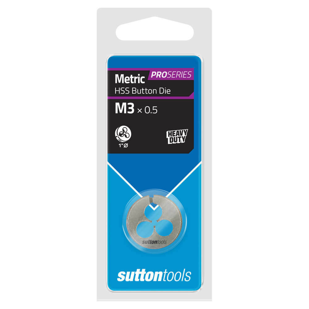 Sutton M5510300 M3 x 0.5mm - 1" OD Metric Button Die - HSS - Pro Series