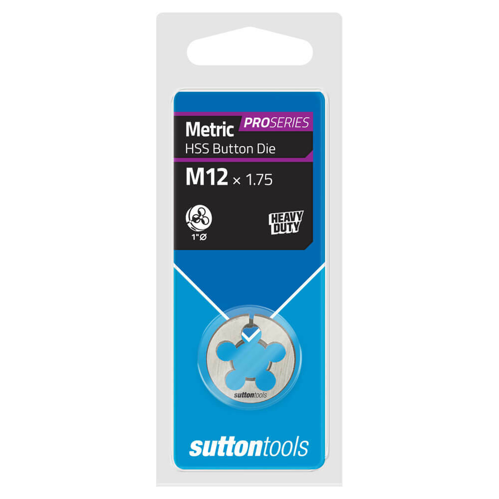 Sutton M5511200 M12 x 1.75mm - 1" OD Metric Button Die - HSS - Pro Series