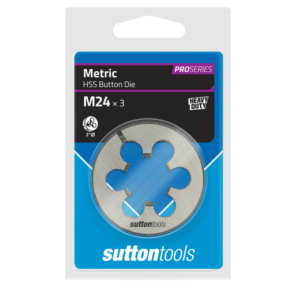 Sutton M5522400 M24 x 3mm - 2" OD Metric Button Die - HSS - Pro Series