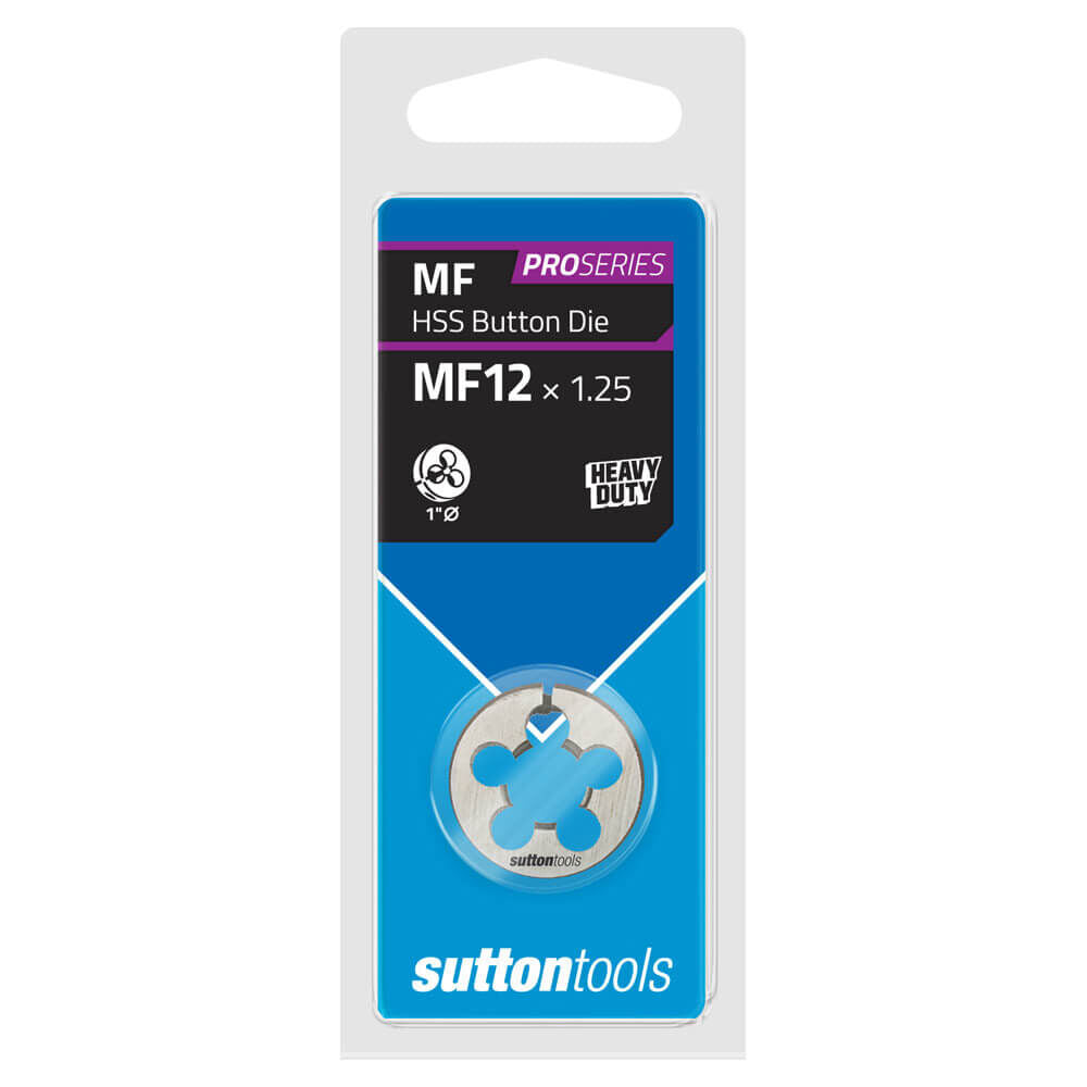 Sutton M5541206 MF12 x 1.25mm - 1" OD Metric Button Die - HSS Pro Series