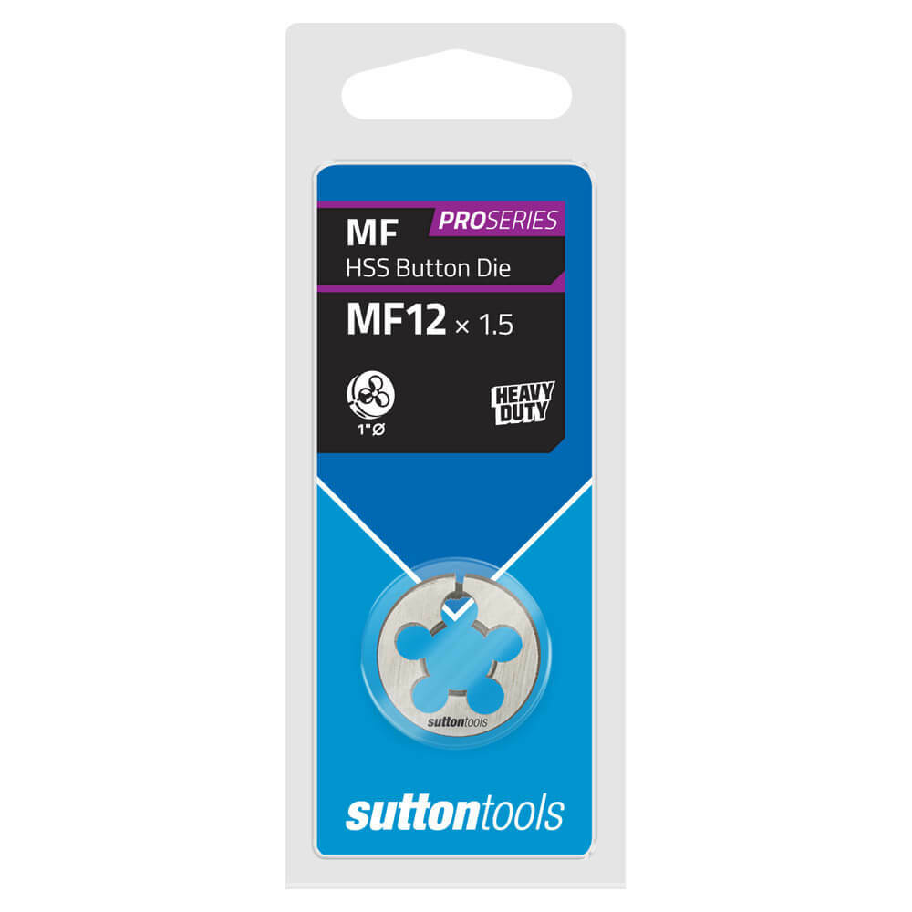 Sutton M5541207 MF12 x 1.5mm - 1" OD Metric Button Die - HSS Pro Series