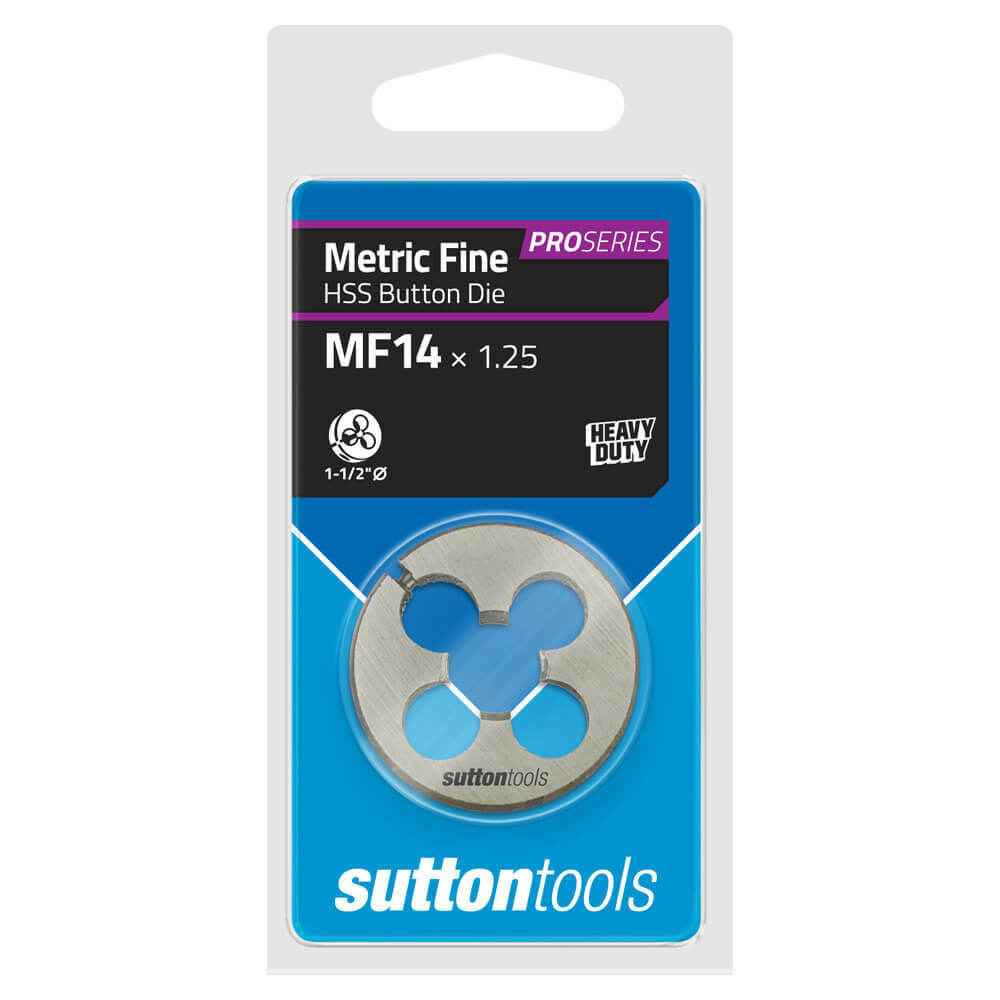 Sutton M5551406 MF14 x 1.25mm - 1.5" OD Metric Button Die - HSS Pro Series
