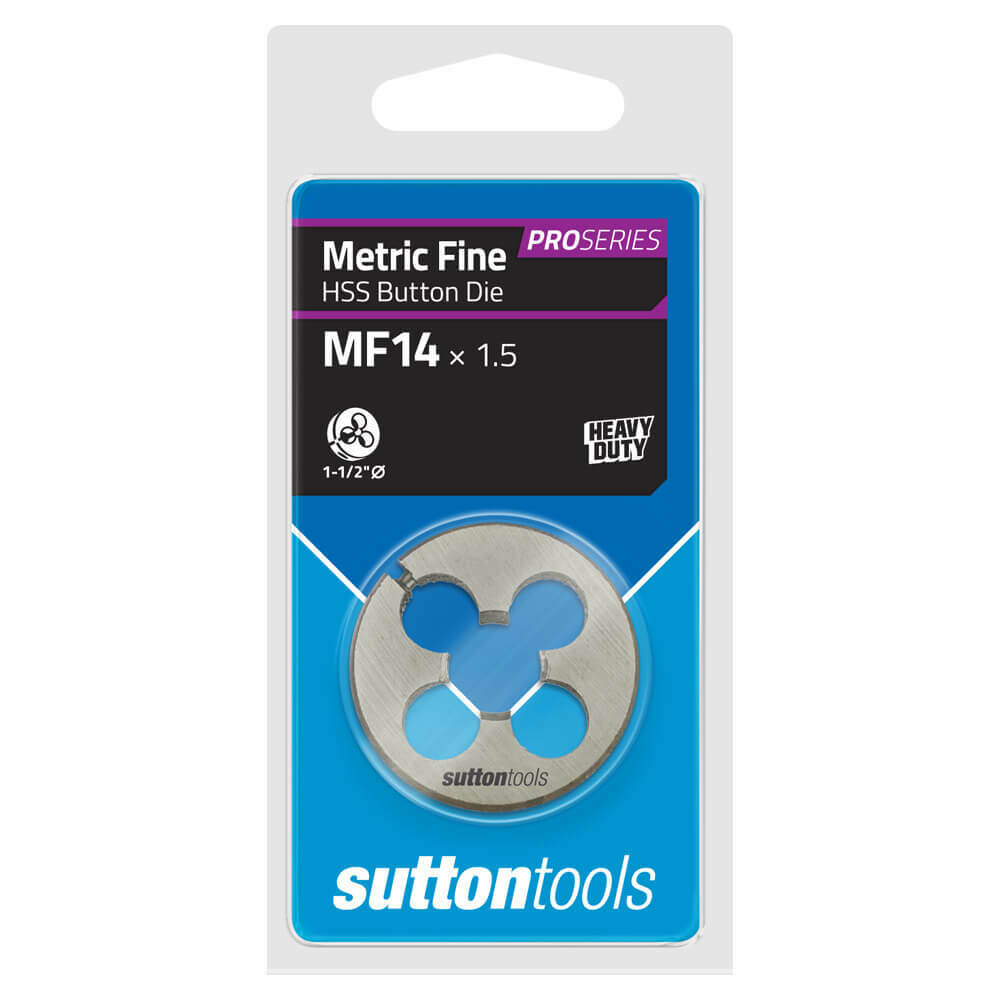 Sutton M5551407 MF14 x 1.5mm - 1.5" OD Metric Button Die - HSS Pro Series