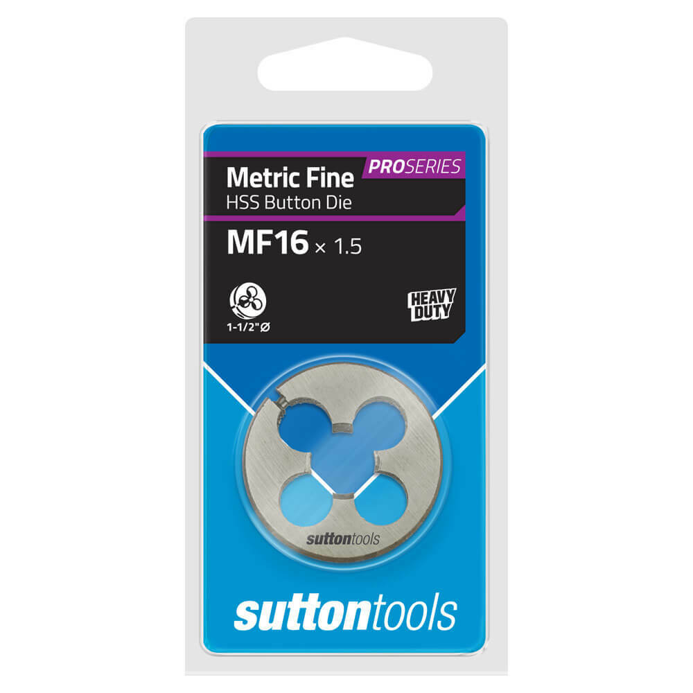 Sutton M5551607 MF16 x 1.5mm - 1.5" OD Metric Button Die - HSS Pro Series