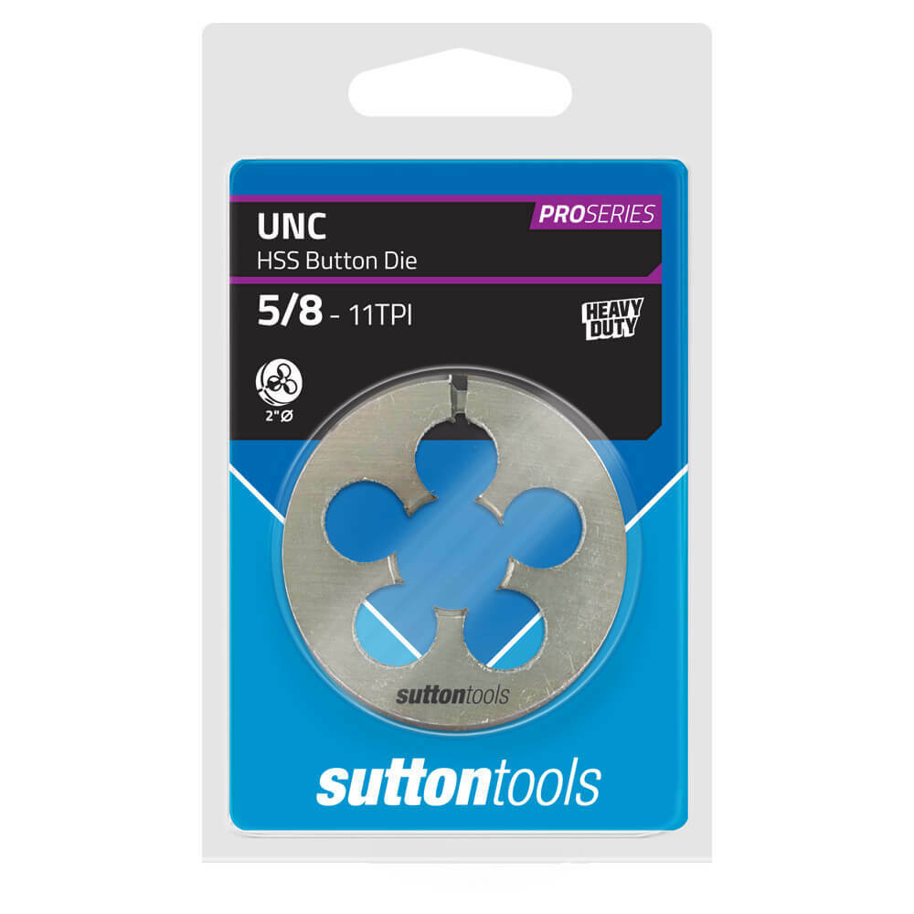 Sutton M5621588 UNC 5/8" x 11 TPI - 2" OD Button Die - HSS - Pro Series